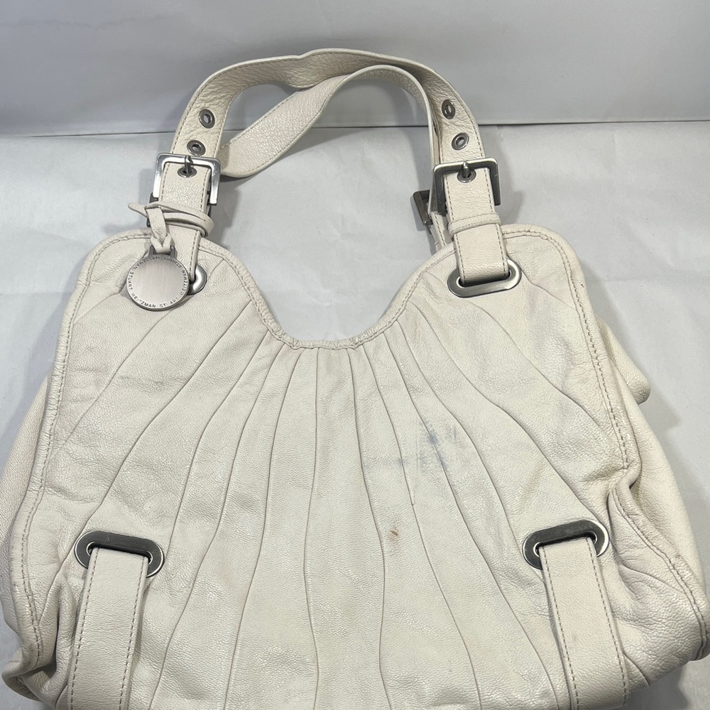 Stuart Weitzman Off-White Pleated Shoulder Bag..